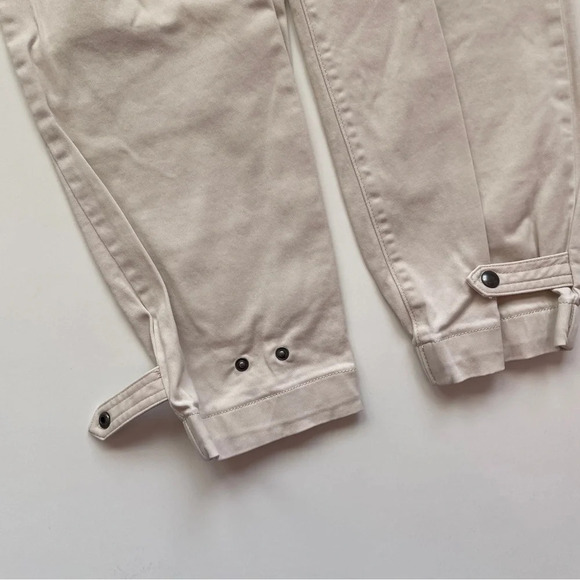 EXPRESS High Waisted Stretch Straight Cropped Cinched Hem Utility Pant in Beige - Picture 8 of 13